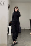 BASERANGE Loose Fit Sports Pants Made in Portugal BAS-FSP-HEI Black Italian Wool FSP